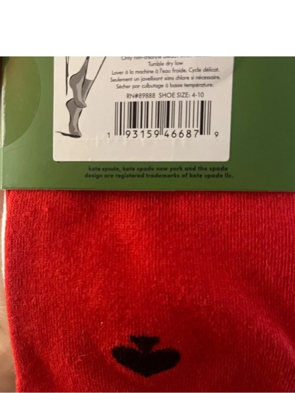 kate spade new york crew socks (Crew blush),white dove and red heart motif 3 pk